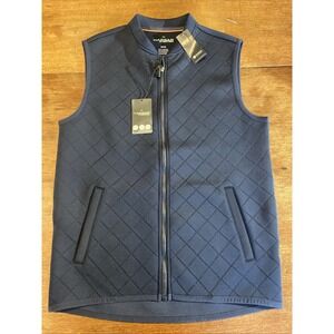 HAGGAR In Motion Quilted Look‎ Zip-Front Vest Sz Small Navy NWT